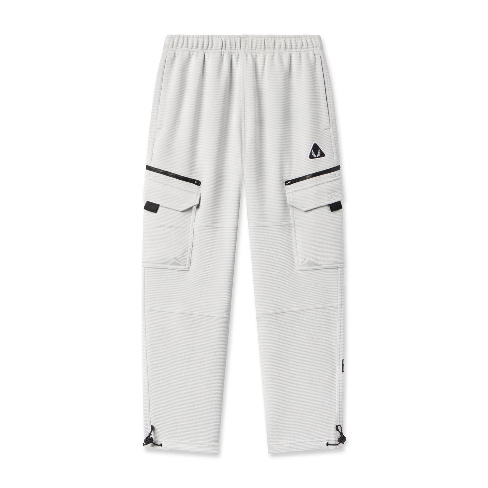 Flatlay of Deltapeak® Cargo Cinch Jogger in light grey with cargo pockets, front view