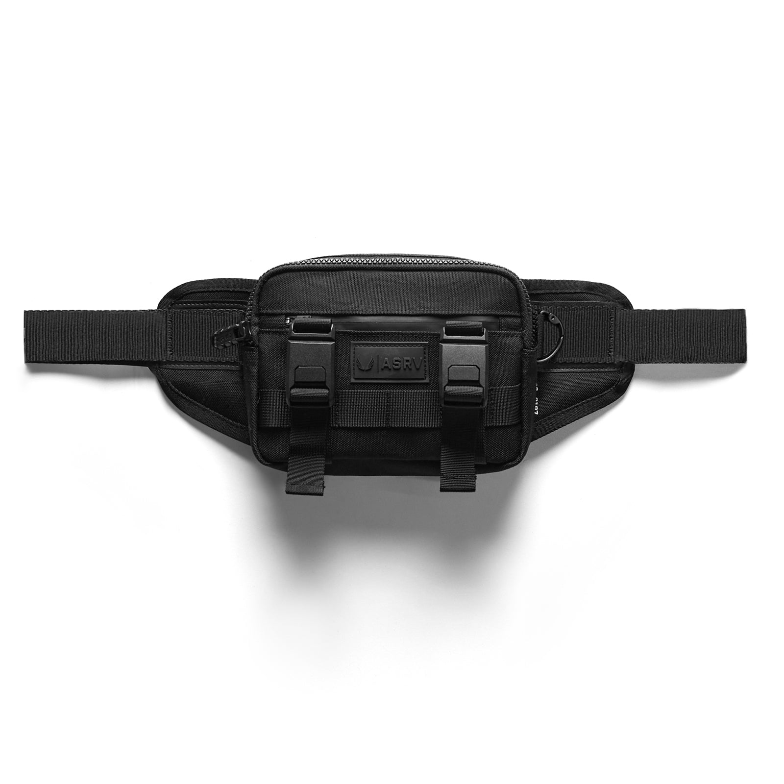 Flatlay of 0197 Waterproof Cordura Small Crossbody Bag in black, front view