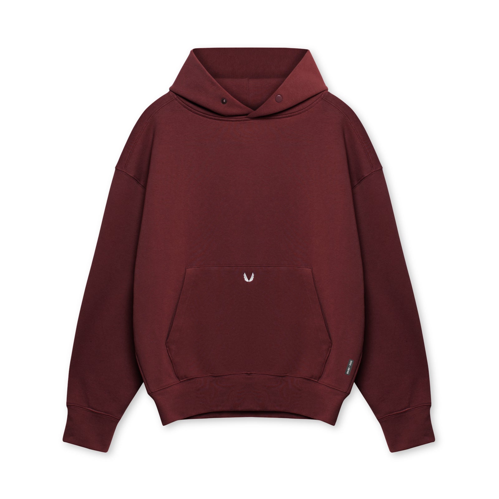 Flatlay of Tech-Terry™ Hoodie in crimson, front view on white background