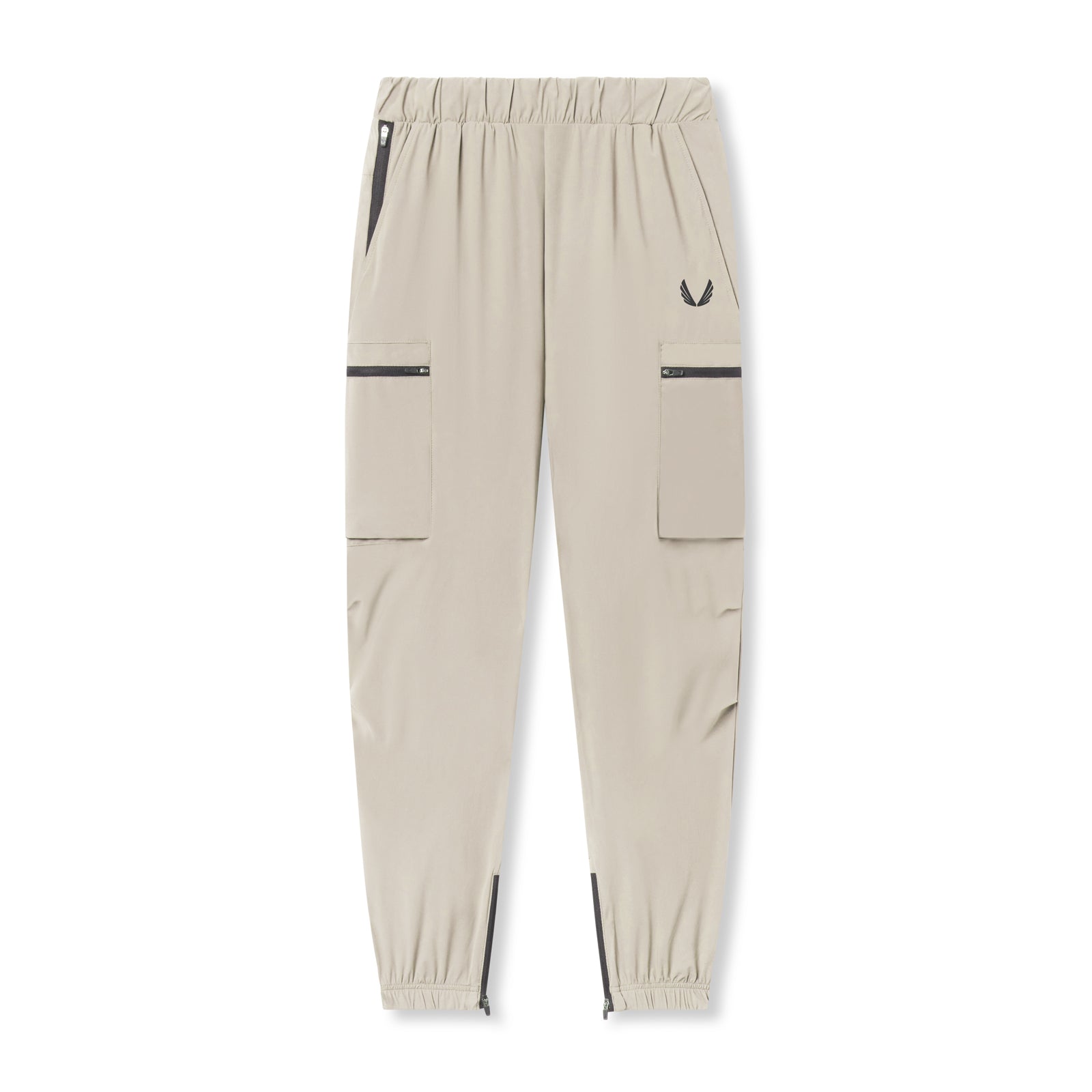 flatlay Tetra-Lite Standard Zip Jogger in sand smoke, front view