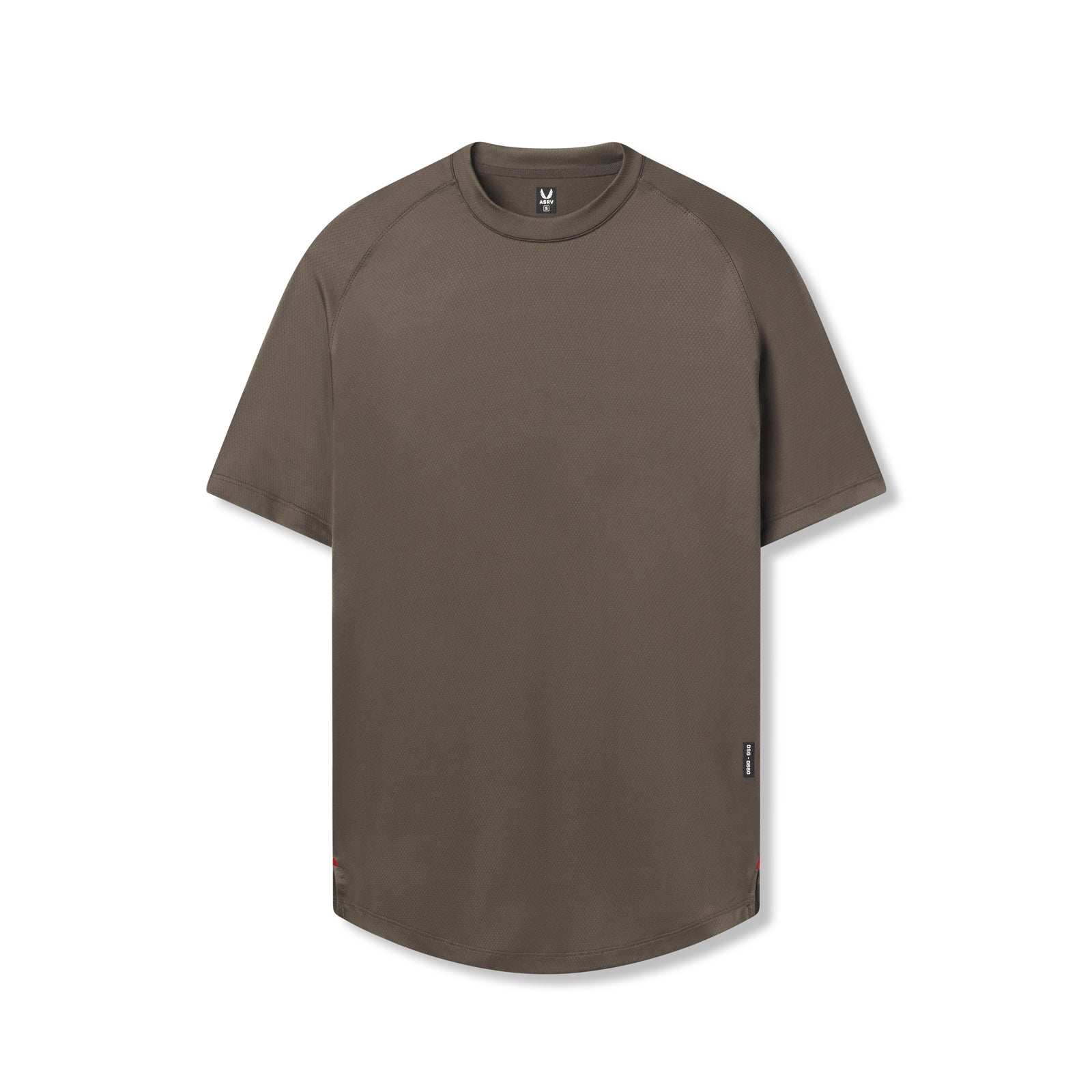 flatlay of AeroSilver® Established Tee in deep taupe, front view