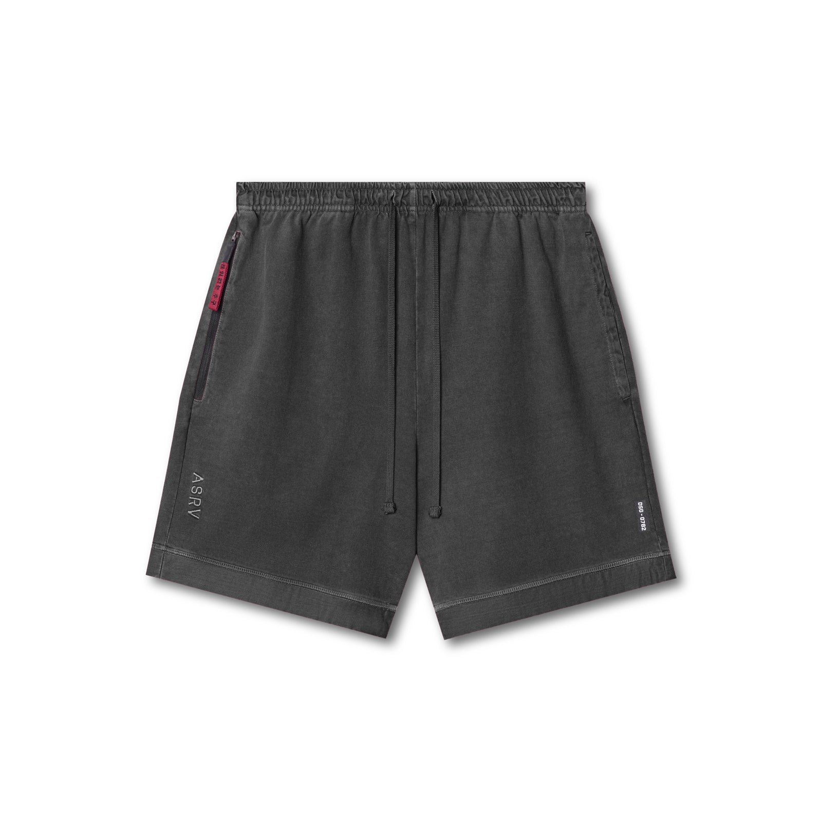 flatlay Tech Essential Sweat Short in faded grey, front view