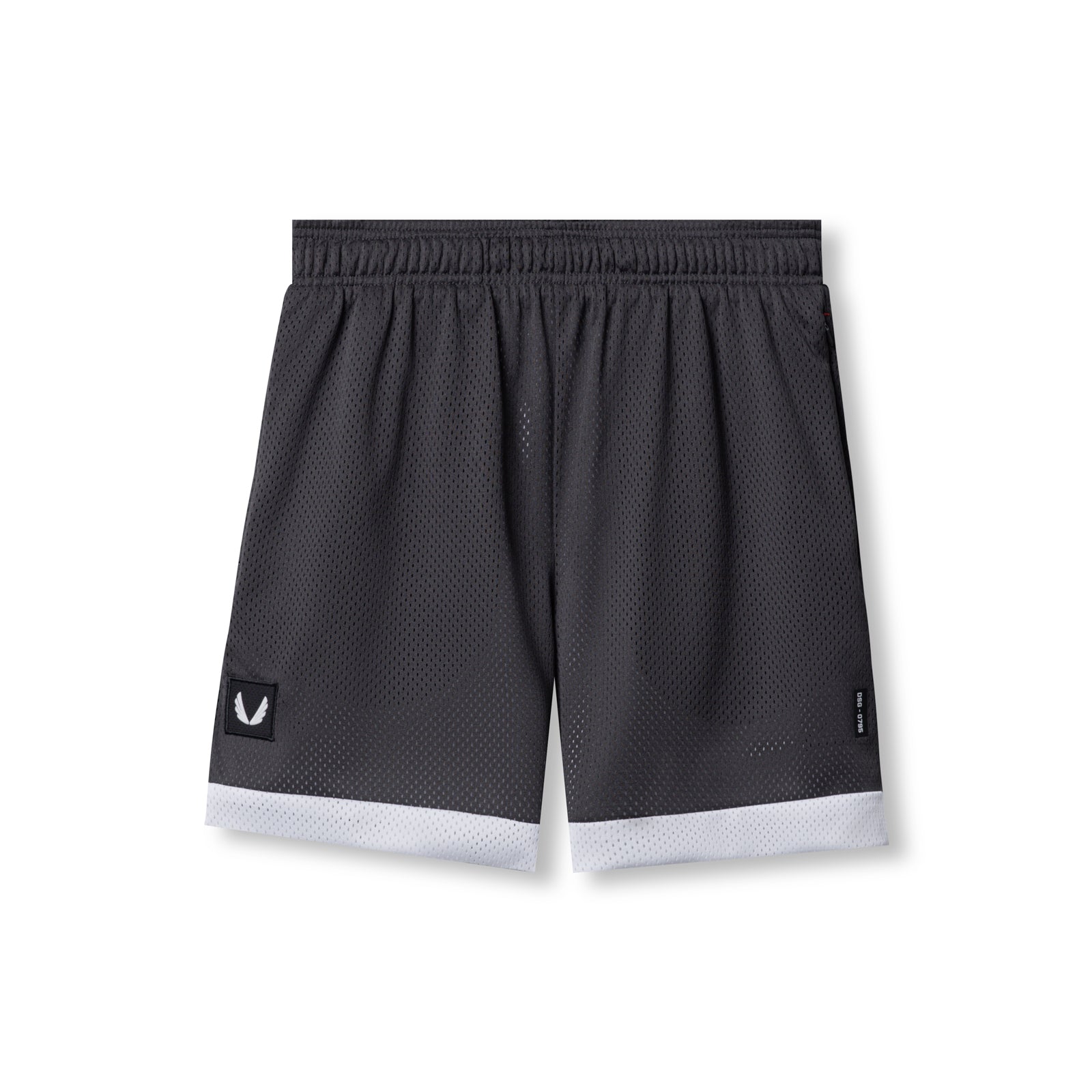 Flatlay of SilverPlus Mesh Reversible Short in Raven/White, front view