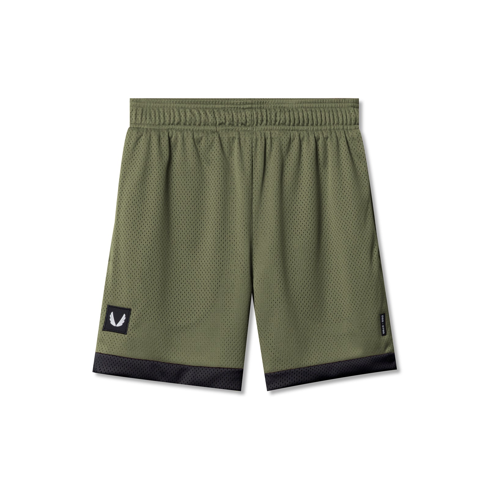 Flatlay of SilverPlus™ Mesh Reversible Short in olive and black, front view