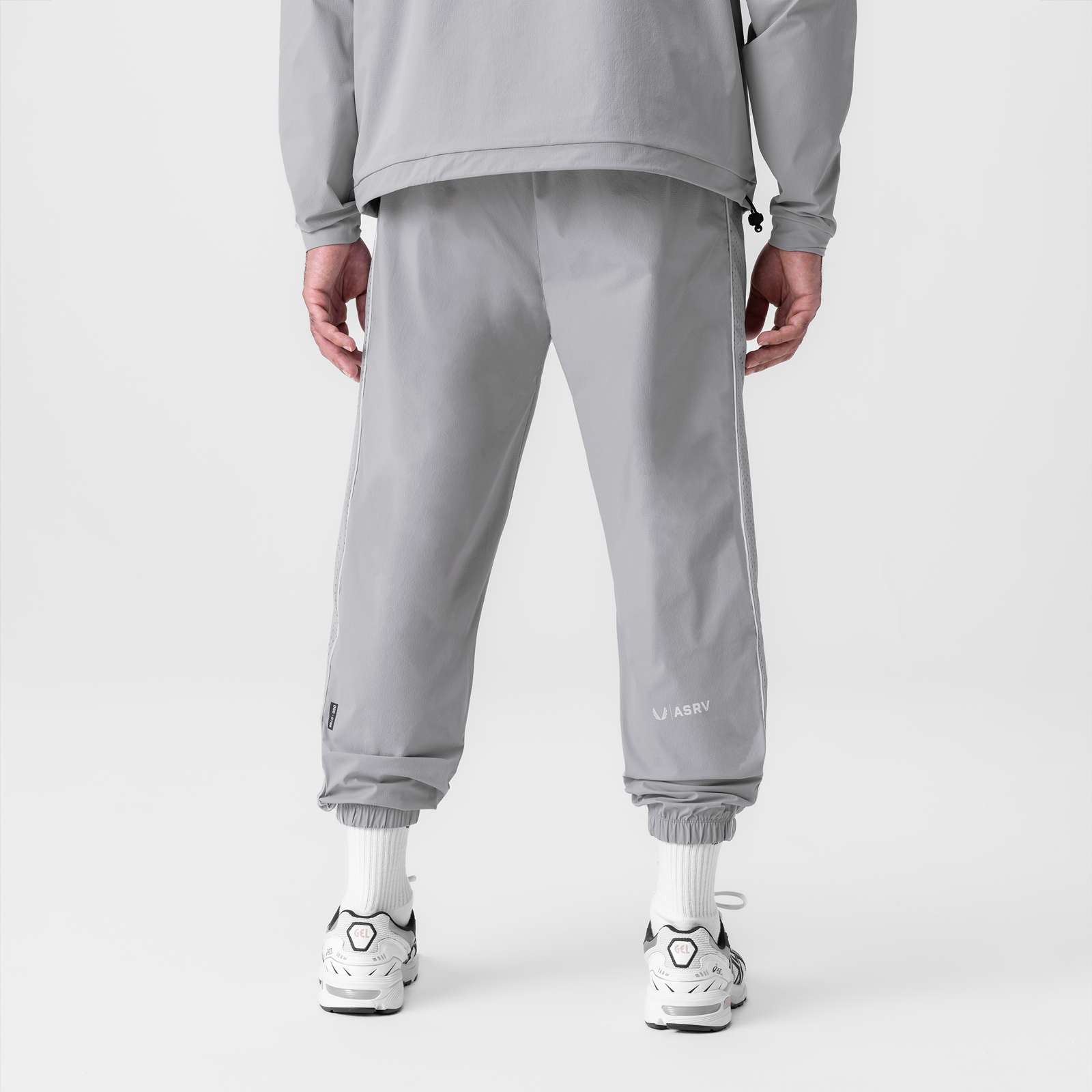 Ripstop Oversized Track Pant in Slate Grey worn by model, back view