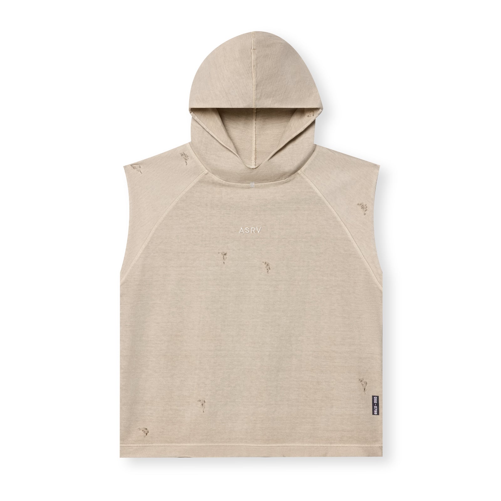 flatlay Tech Essential™ Cutoff Hoodie in faded beige, front view