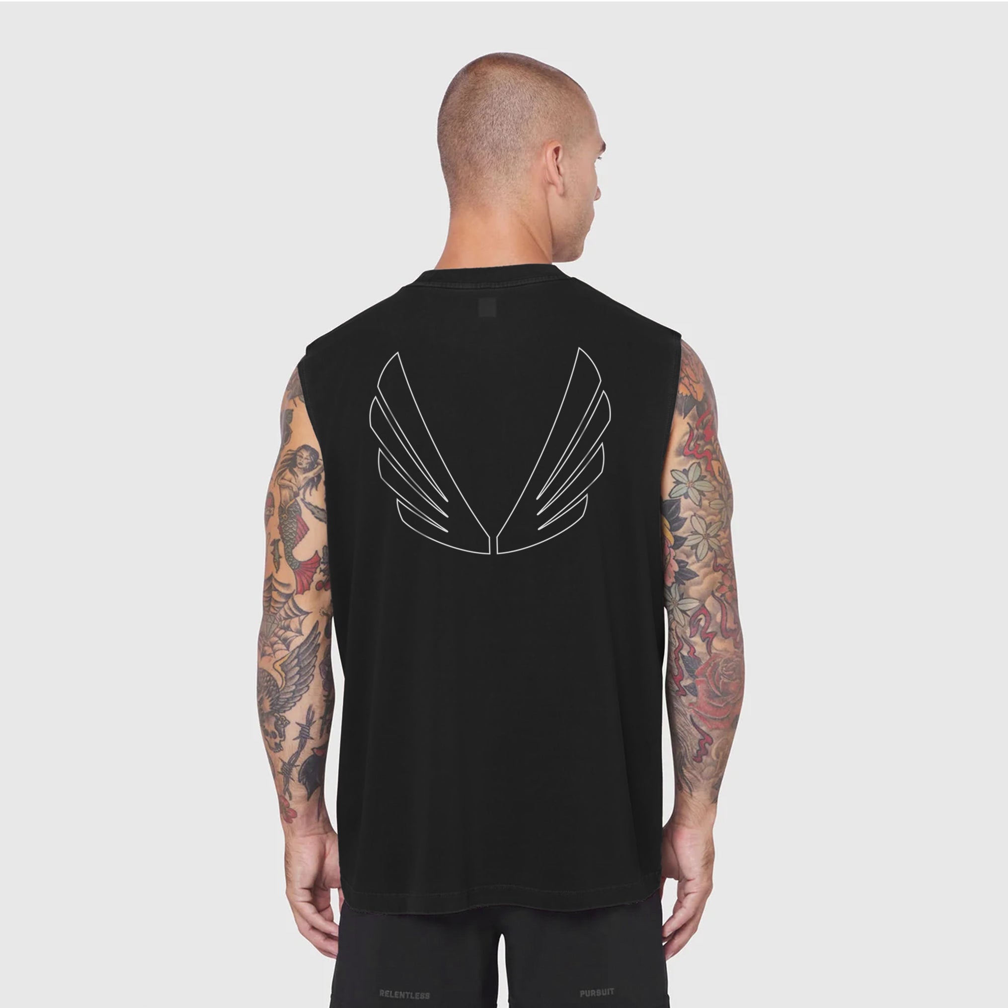 0807. Tech Essential™ Relaxed Cutoff - Black "Outline"