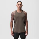 0809. Supima® Mesh Panel Training Singlet - Deep Taupe