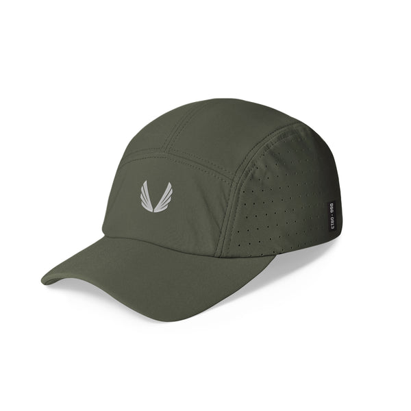 0813. Performance Vented Hat - Olive/Silver "Wings"
