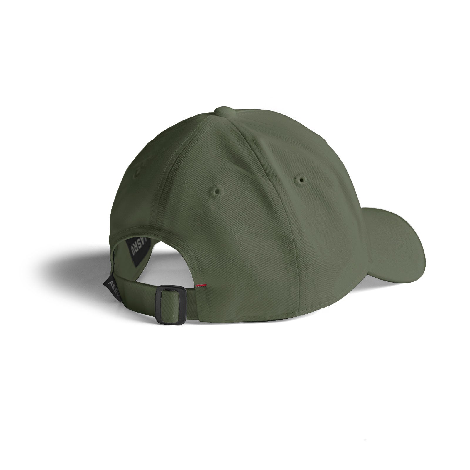 flatlay Sport Cap in olive with adjustable back strap, back view