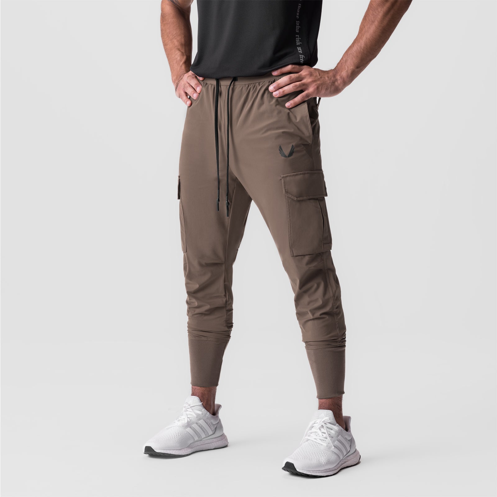 Tetra-Lite® Cargo High Rib Jogger in Deep Taupe, front view on model