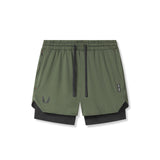0828. Silver-Lite™ 5" Liner Short - Olive "Wings"/Black