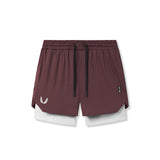 0828. Silver-Lite™ 5" Liner Short - Plum "Wings"/White