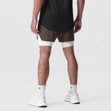 0828. AeroSilver® 5" Liner Short - Deep Taupe "Wings"/White