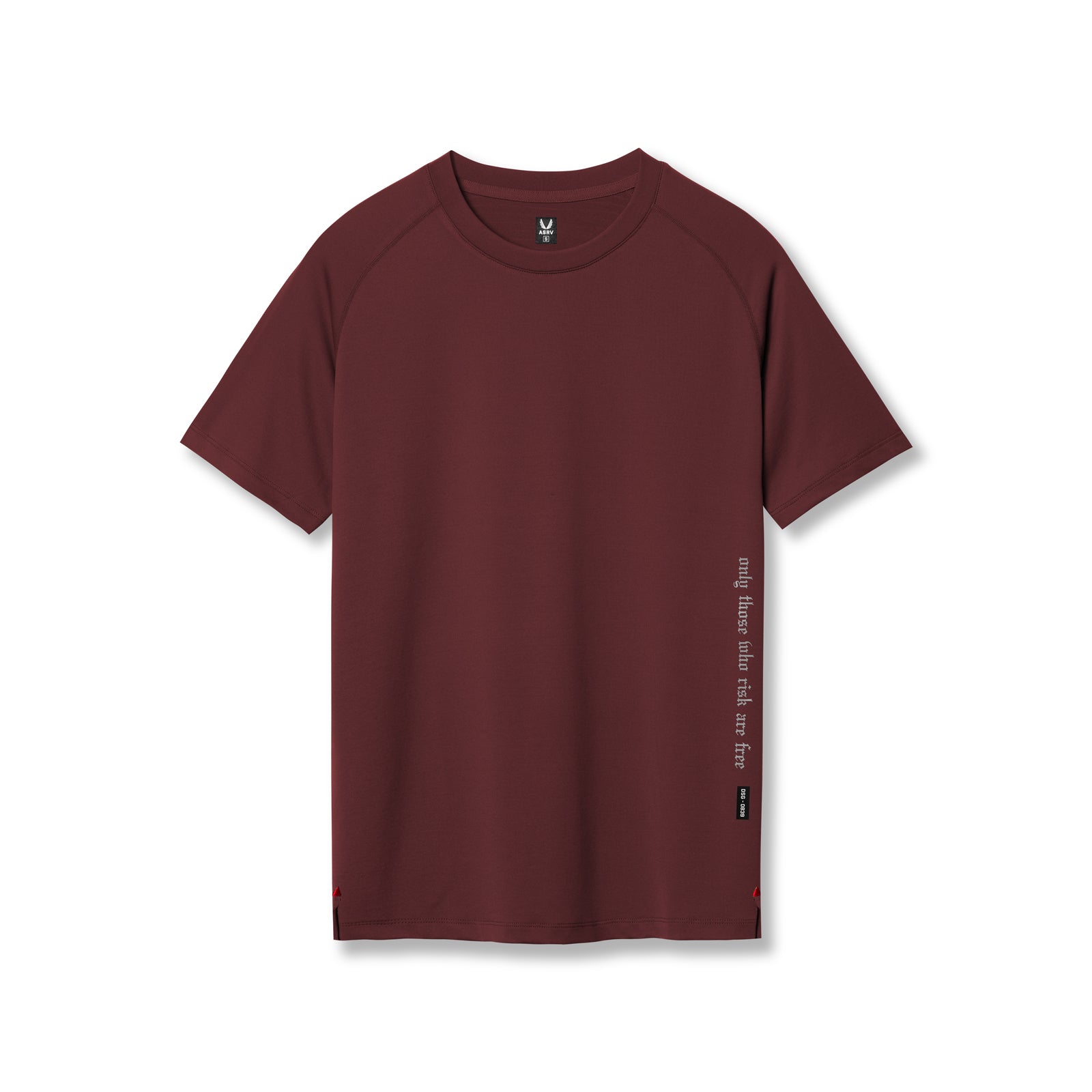 Flatlay of 3D-Lite® 2.0 Lycra® Fitted Tee in crimson with OTWR branding, front view