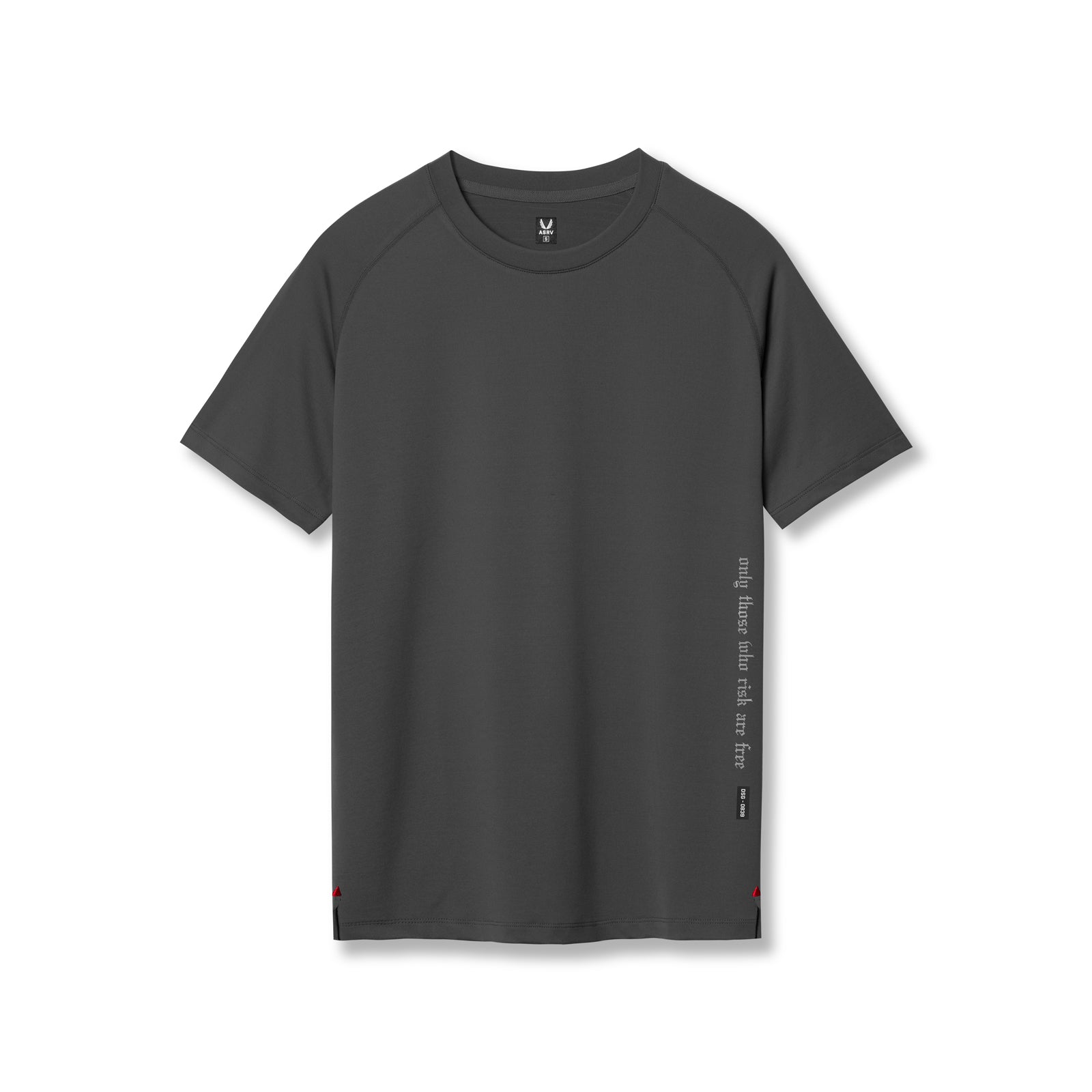 flatlay 3D-Lite 2.0 Lycra Fitted Tee in space grey with OTWR text detail, front view