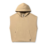 0844. Tech Essential™ Raw Hem Cutoff Hoodie - Khaki