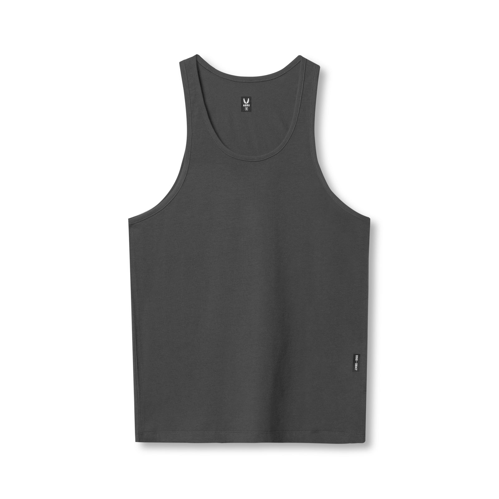 flatlay CottonPlus Standard Slim Tank in Space Grey, front view