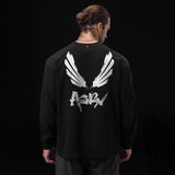 0851. Tech Essential™ Relaxed Long Sleeve - Black "Brush Wings/ASRV"