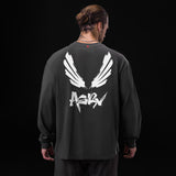 0851. Tech Essential™ Relaxed Long Sleeve - Space Grey "Brush Wings/ASRV"