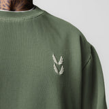 0861. Tech Essential™ Distressed Crewneck - Faded Olive