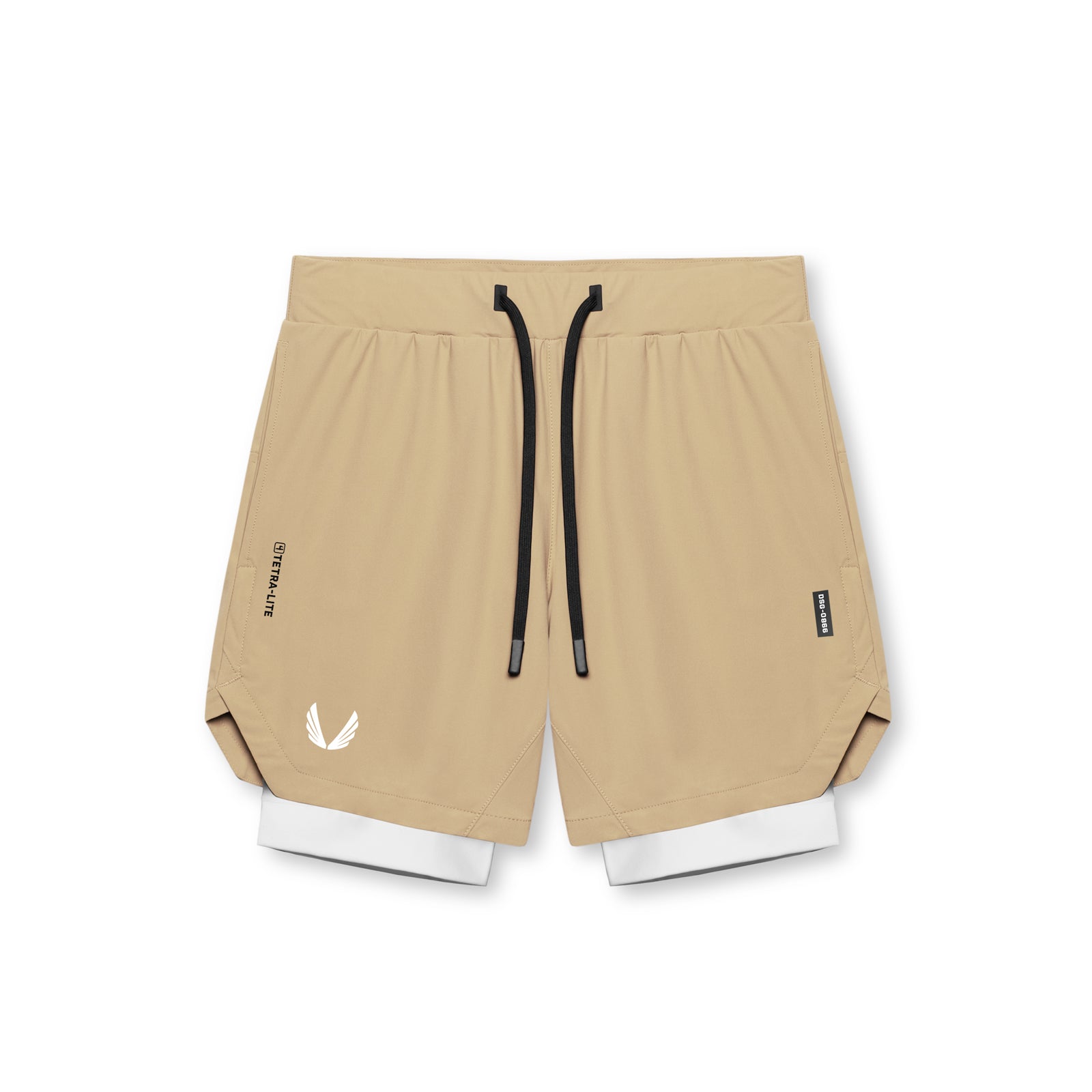 0866. Tetra-Lite™ 7” Liner Short - Khaki/ White / White 