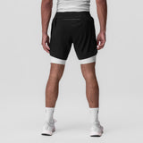 0866. Tetra-Lite® 7" Liner Short - Black "Cyber"/White