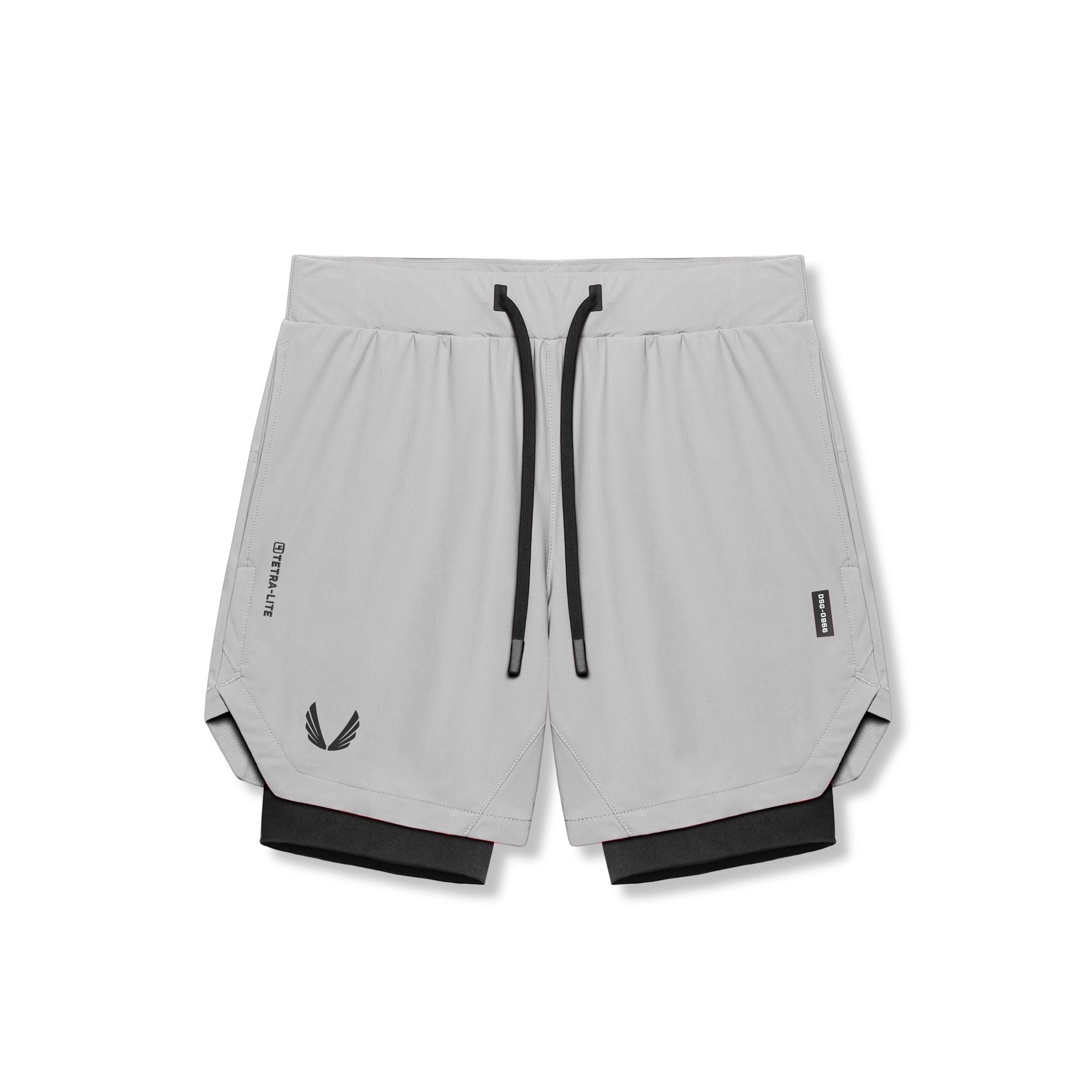 flatlay Tetra-Lite 7" Liner Short in Slate Grey and Black, front view