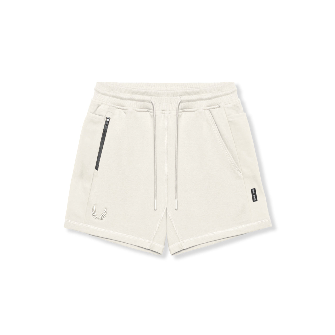 Flatlay of Tech-Terry Sidelock Sweat Shorts in ivory cream, top view