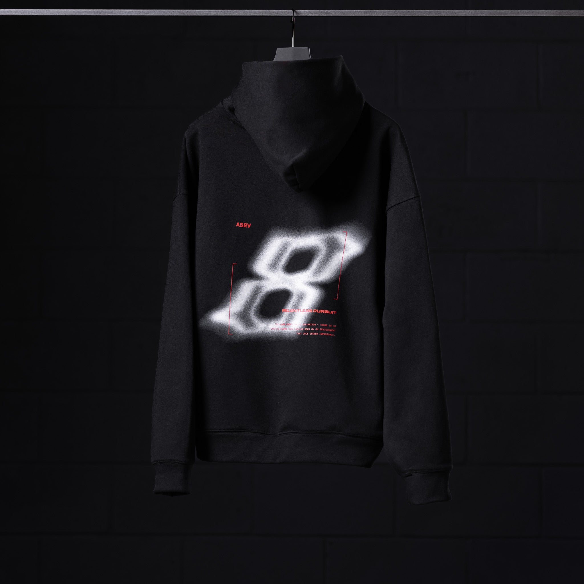 Flatlay Tech-Terry Zip Pocket Hoodie in black with neon graphic print, front view