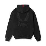 0874. Tech-Terry™ Zip Pocket Hoodie - Black/Black "Brush Wings/ASRV"
