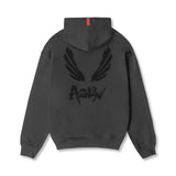 0874. Tech-Terry™ Zip Pocket Hoodie - Space Grey/Black "Brush Wings/ASRV"