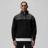 0903. Tech-Terry™ Paneled Quarter Zip - Black "Wave Dye"