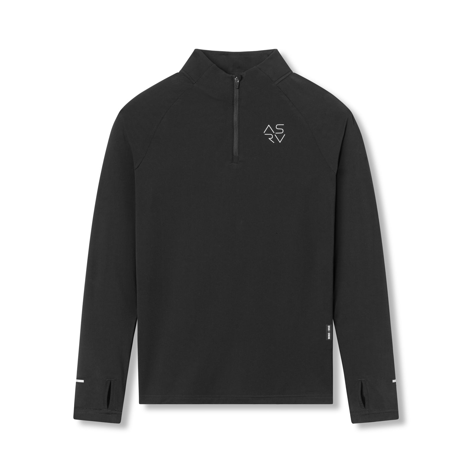 Flatlay of ASRV Thermal Training Quarter Zip in black, front view