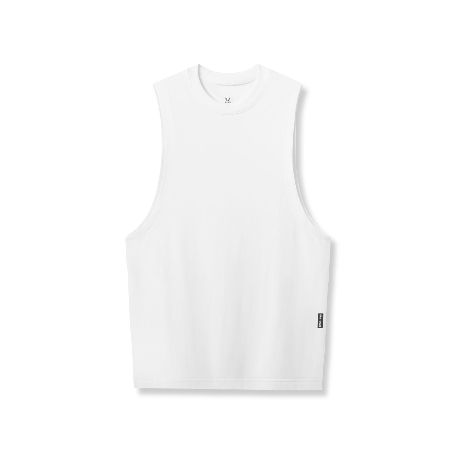 flatlay Supima® muscle tank in white, front view