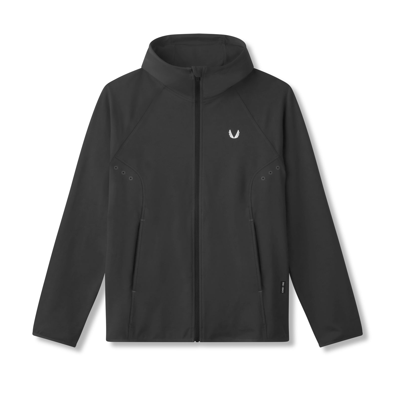 flatlay Performance Fleece Zip Hoodie in black, front view