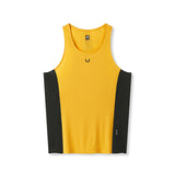 flatlay Laser-Vent™ Singlet Tank in amber and black, front view