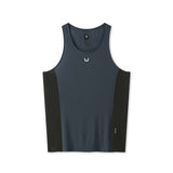 flatlay Laser-Vent Singlet Tank in navy and black, front view