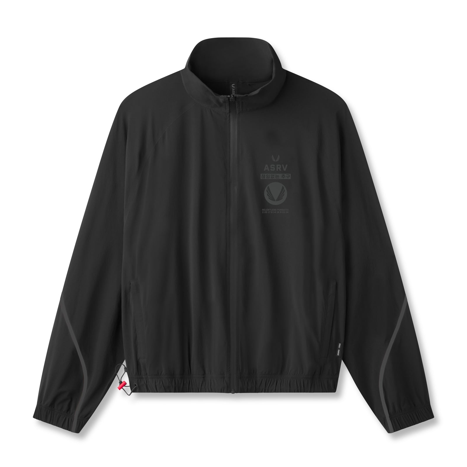 flatlay Aerotex Track Jacket in black, front view