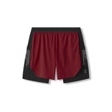 flatlay Aerotex Hybrid Liner Short in crimson and black, front view