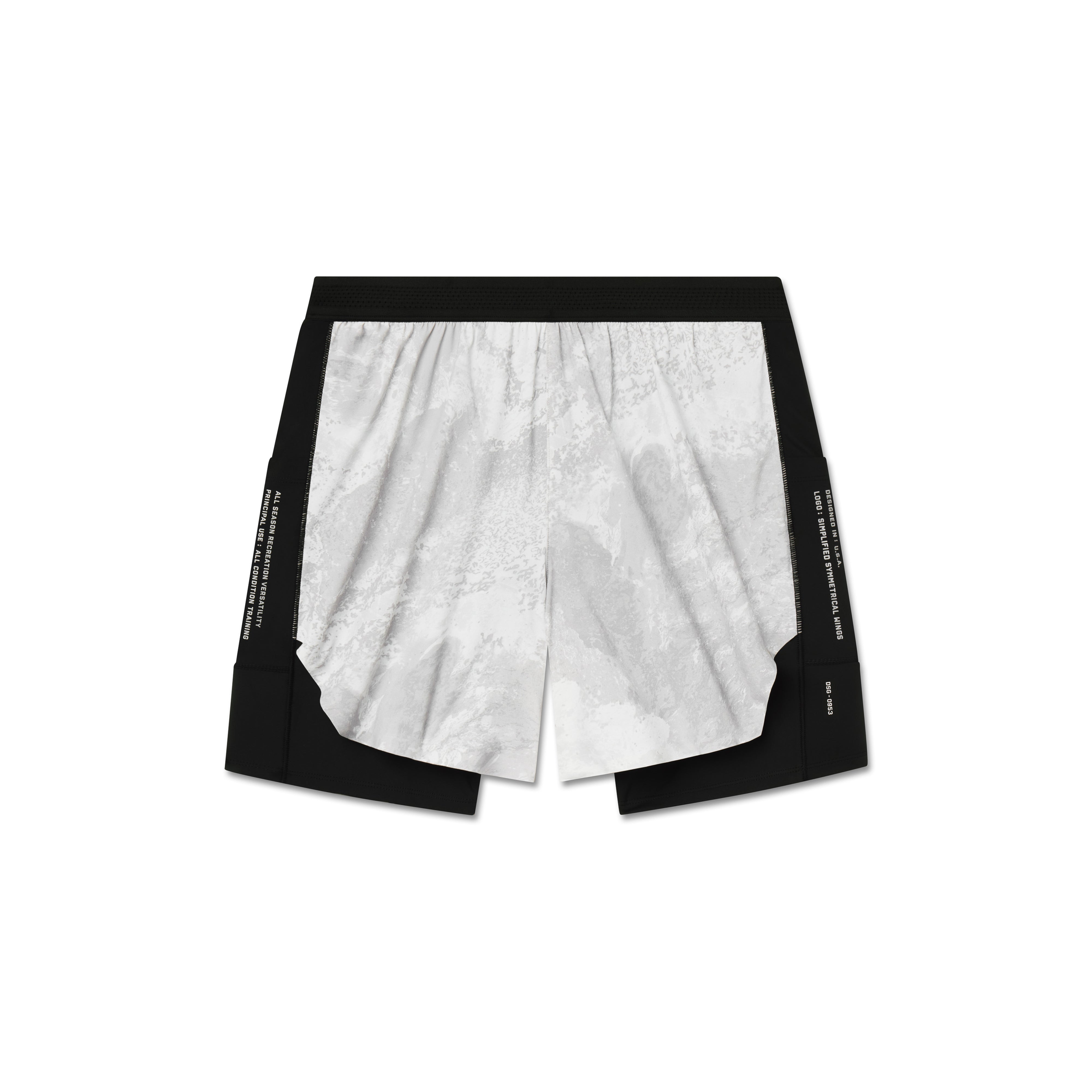 flatlay Aerotex Hybrid Liner Short in white and black, top view