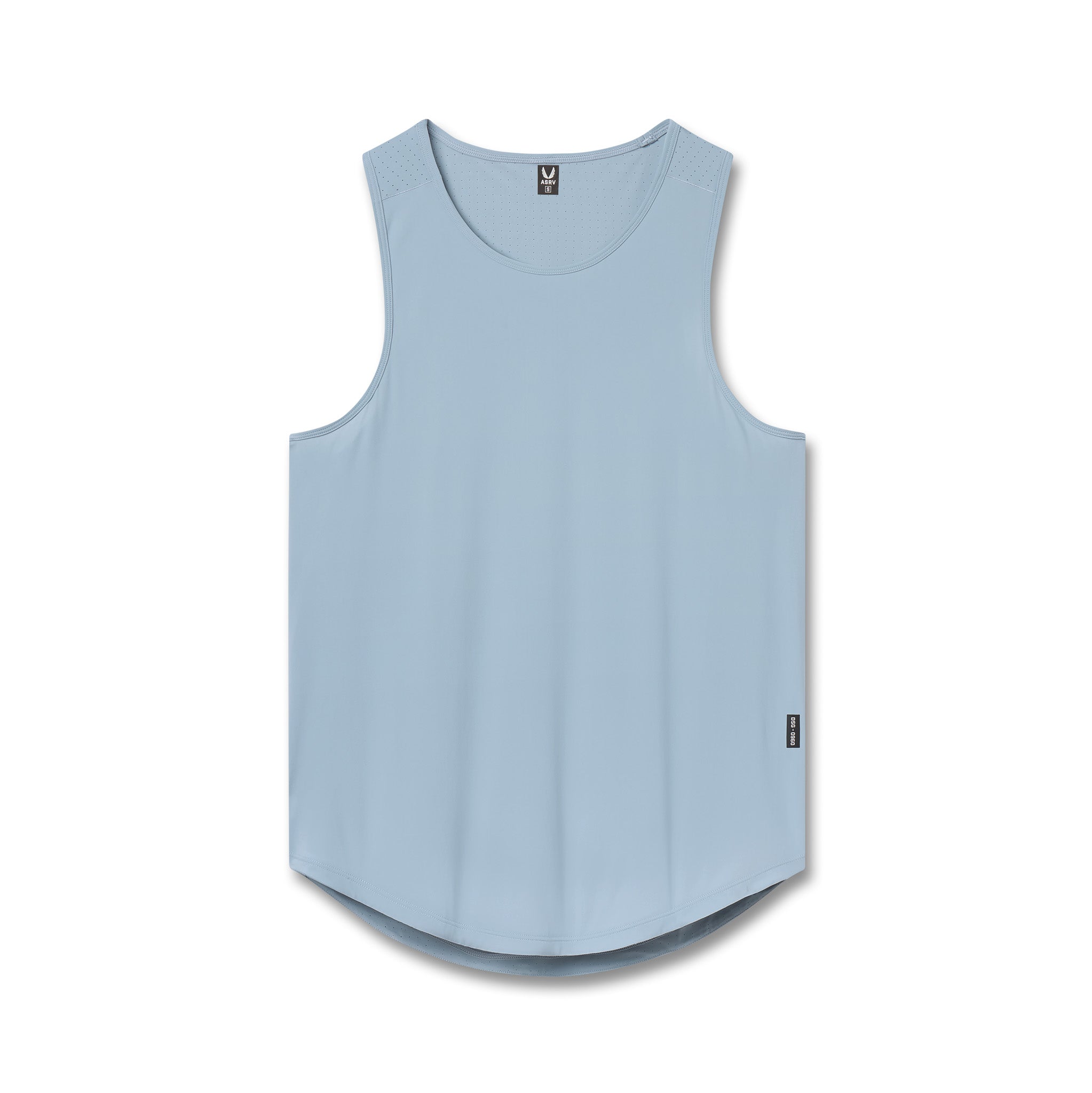 Flatlay of Laser-Vent Tank Top in light sky blue, front view