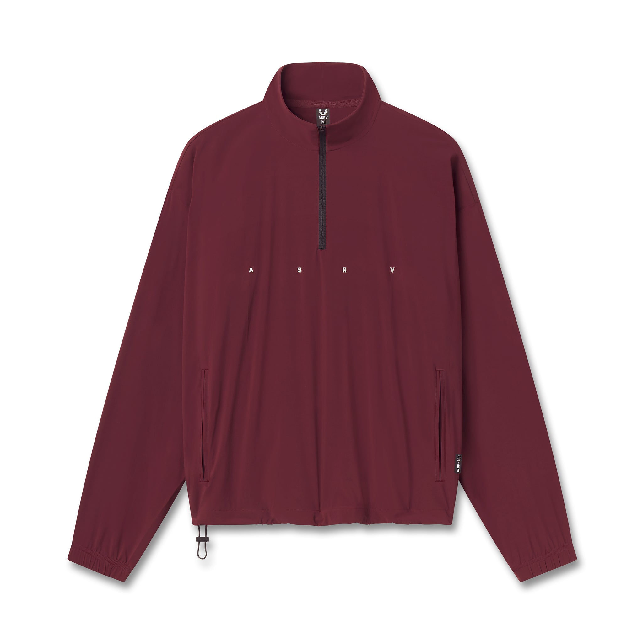 flatlay Aerotex Quarter-Zip Jacket in crimson, front view