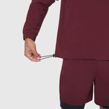 Aerotex Quarter-Zip Jacket in crimson, model wearing jacket with drawstring detail