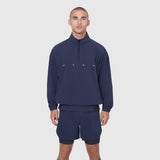 Aerotex Quarter-Zip Jacket in navy worn by model, front view