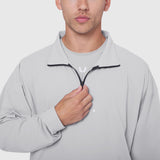 Aerotex Quarter-Zip Jacket in Slate Grey, modeled from chest up with hand on zipper