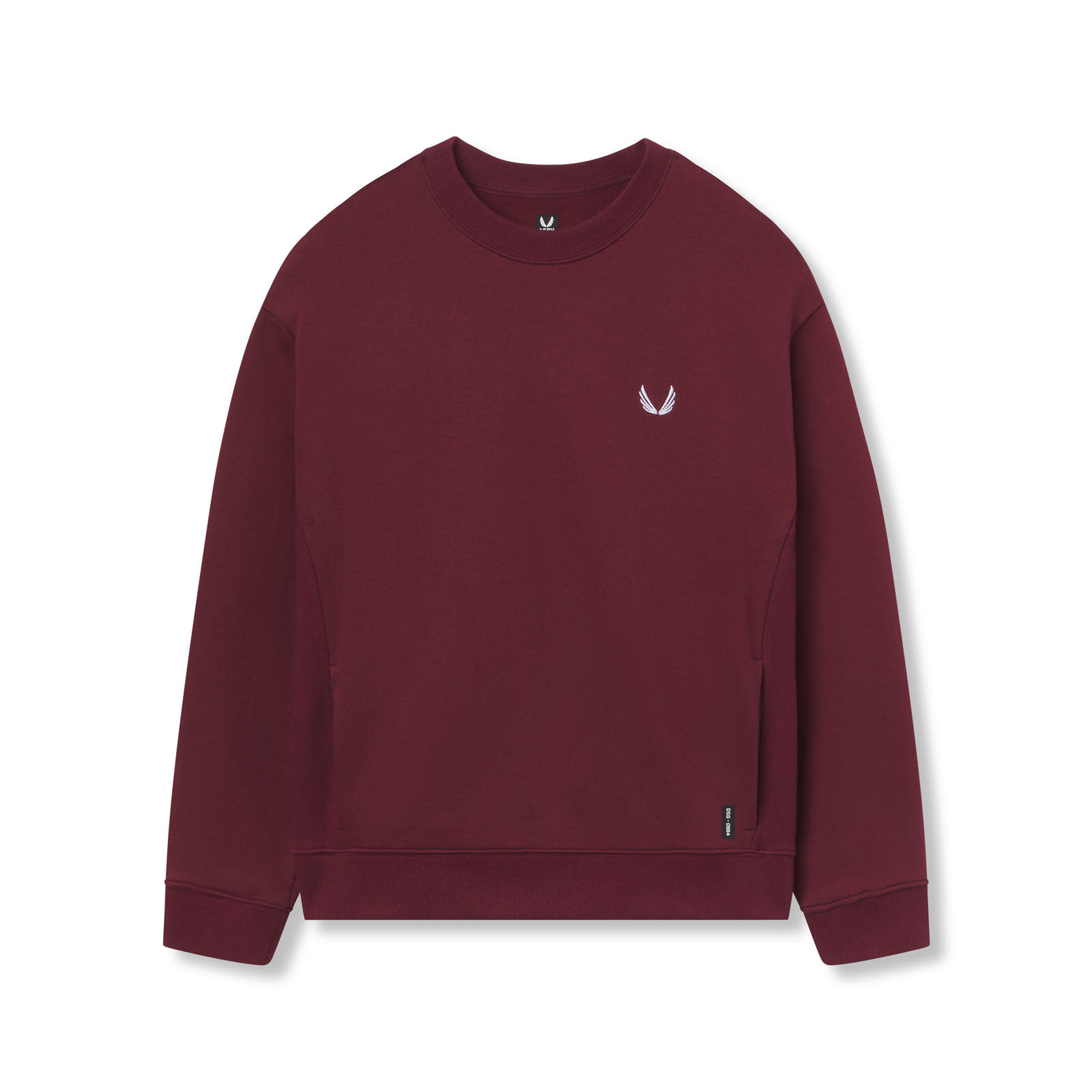 flatlay Herringbone Terry Crewneck sweatshirt in crimson, front view