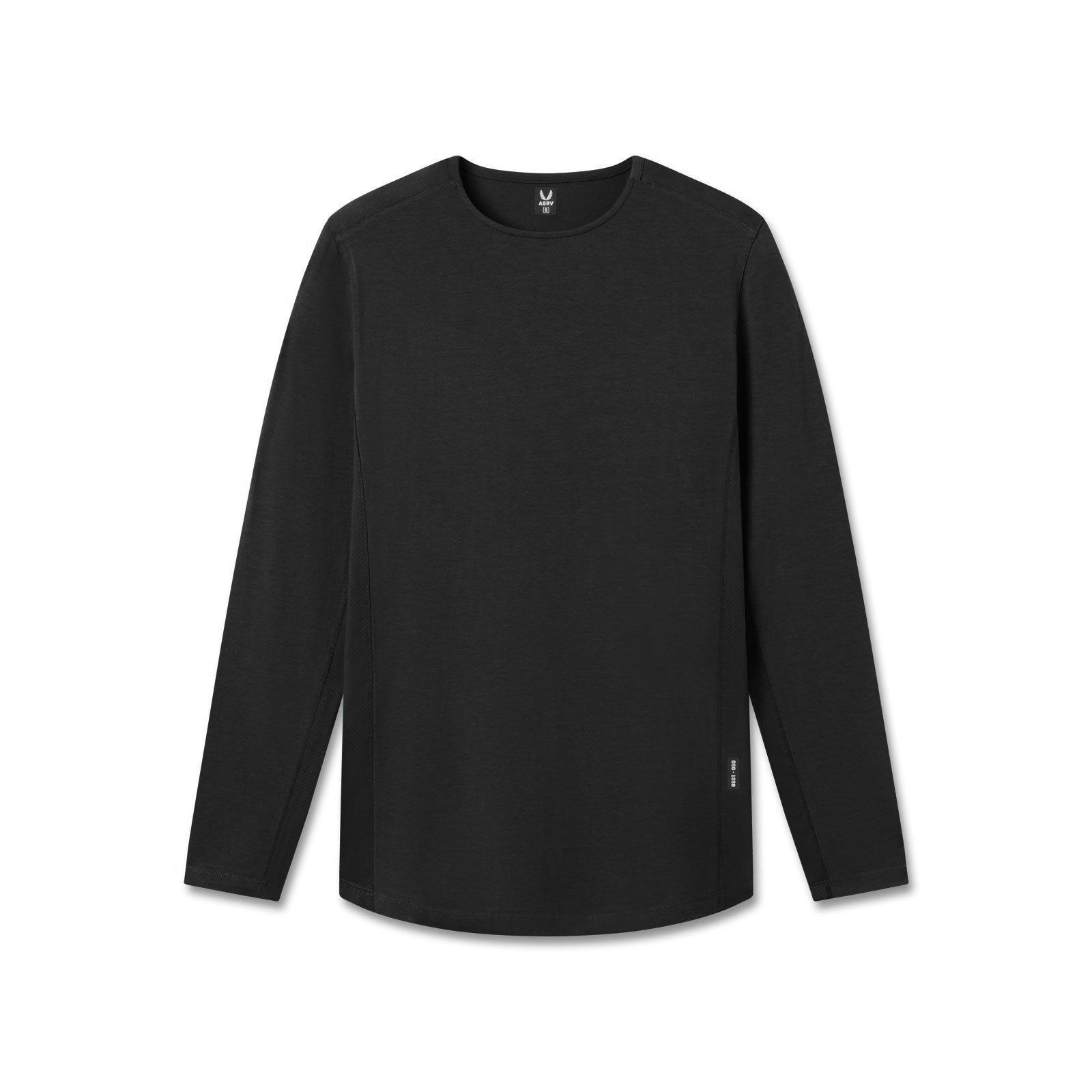 flatlay Creora® Cotton Modal Long Sleeve in black, front view
