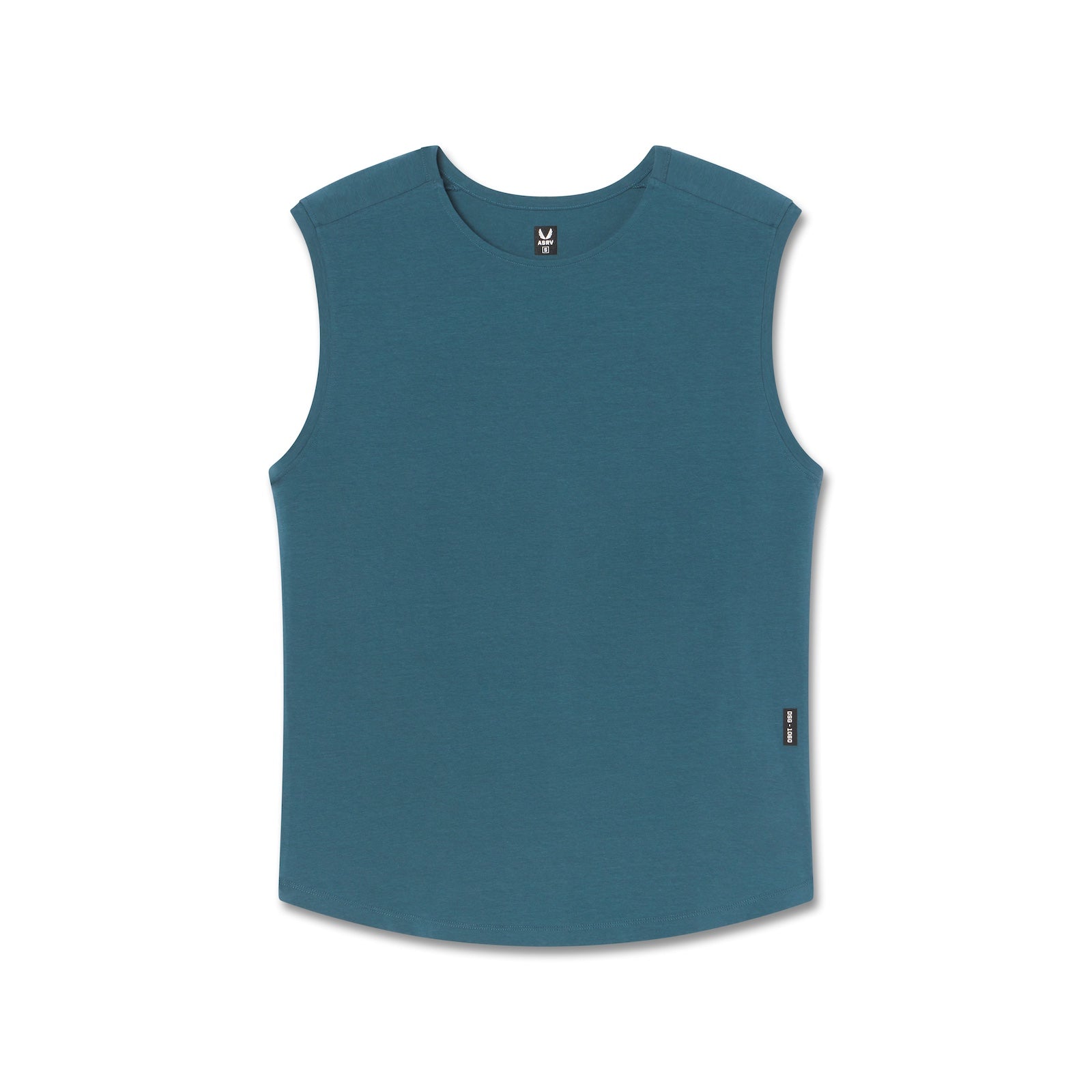 flatlay Creora® Cotton Modal Cutoff Tank in storm blue, front view