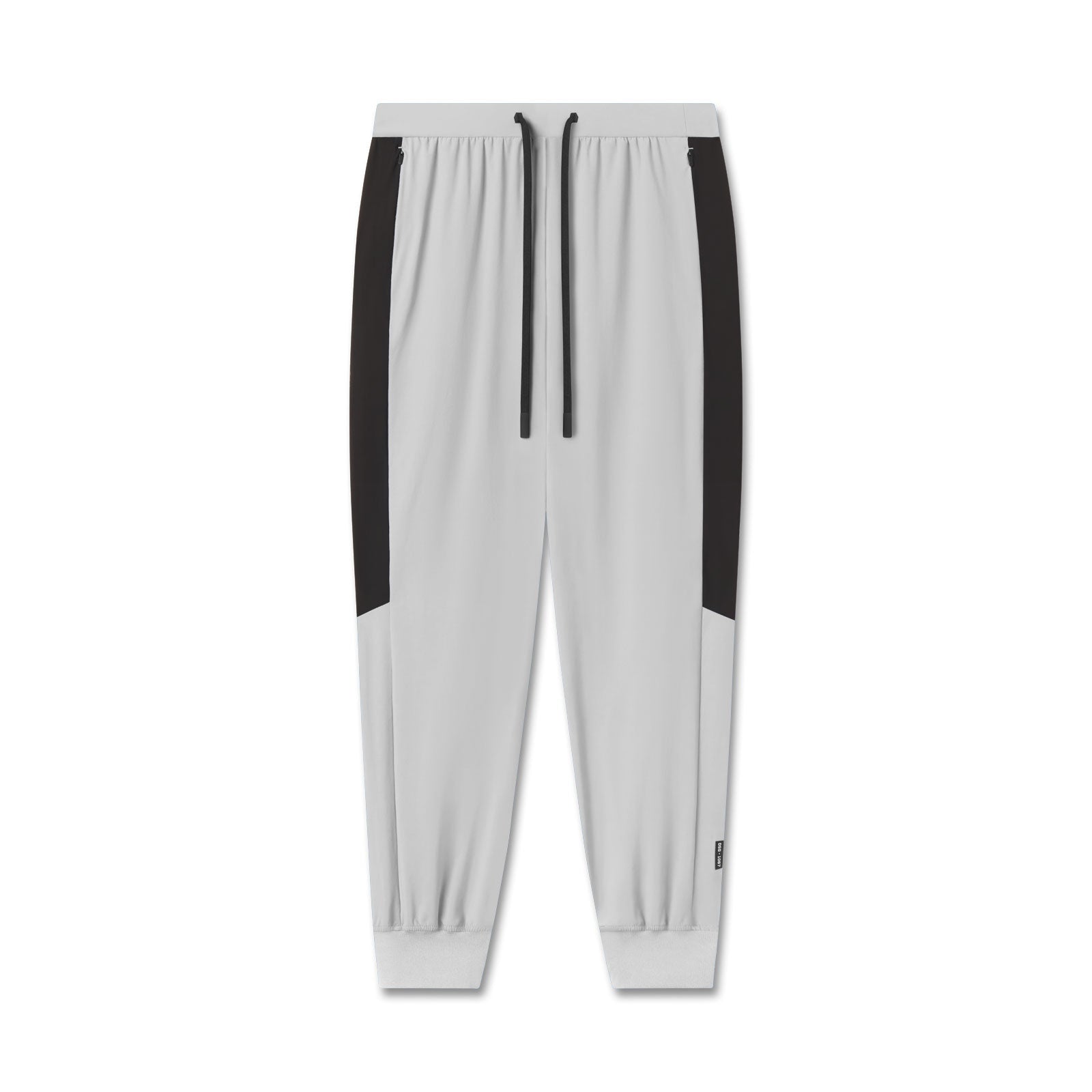 Flatlay of Tetra-Lite Cuffed Training Jogger in slate grey with black side panels, front view